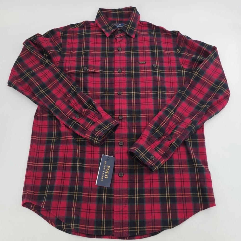 Polo Ralph Lauren Shirt Classic Fit Plaid Flannel Mens XXL Red Black NWT